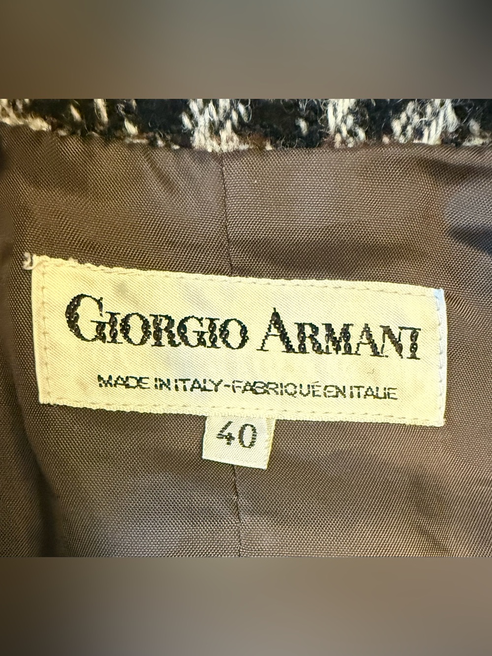 Giorgio ARMANI Black & White Plaid Cropped Wool Jacket Vintage 1980s - Picture 2 of 16